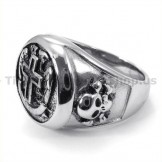 Cross Titanium Skull Ring 19225