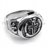 Cross Titanium Skull Ring 19225