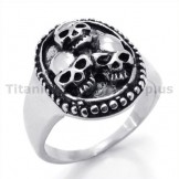 Three Skull Titanium Ring 19235