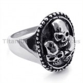 Three Skull Titanium Ring 19235