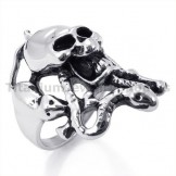 Snakes Skull Titanium Ring 19236