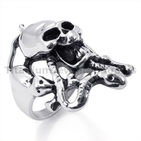 Snakes Skull Titanium Ring 19236