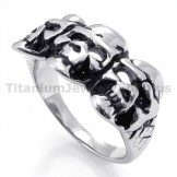 Three Skull Titanium Ring 19239