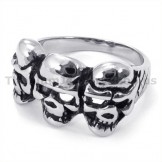 Three Skull Titanium Ring 19239