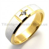 Gloden Cross Titanium Ring with Diamond 19277