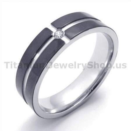 Black Titanium Ring with Diamond 19334