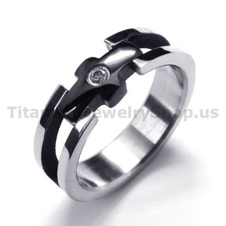 Cross Titanium Ring with diamond 18435