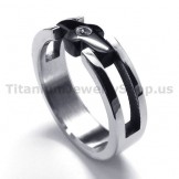 Cross Titanium Ring with diamond 18435