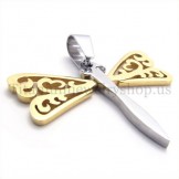 gold wings dragonfly titanium cross pendant 19454