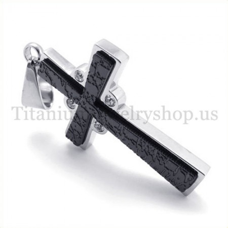 two layers with diamond fashion titanium cross pendant 19628
