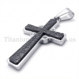 two layers with diamond fashion titanium cross pendant 19628