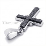 two layers with diamond fashion titanium cross pendant 19628