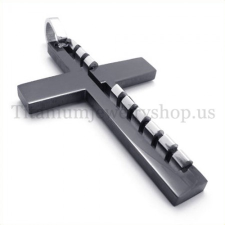 black mens fashion titanium cross pendant 19645