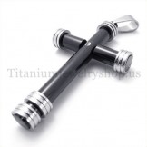 fashion black cylinder titanium cross pendant 19648