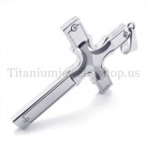 fashion silver embedded small cross with diamond titanium cross pendant 19649