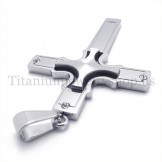 fashion silver embedded small cross with diamond titanium cross pendant 19649