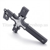 embedded silver small cross fashion black titanium cross pendant 19650