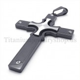 embedded silver small cross fashion black titanium cross pendant 19650