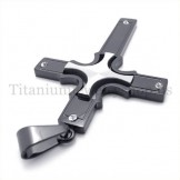 embedded silver small cross fashion black titanium cross pendant 19650