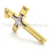 embedded silver small cross gold fashion titanium cross pendant 19651