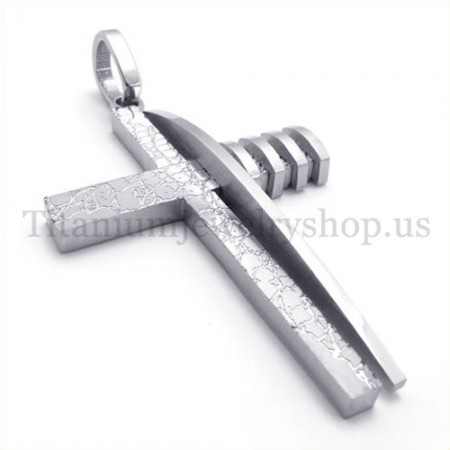 pure silver asymmetric shape fashion men titanium cross pendant 19656