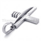 pure silver asymmetric shape fashion men titanium cross pendant 19656
