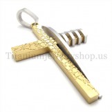 gold and silver asymmetric shape fashion men titanium cross pendant 19658
