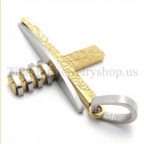 gold and silver asymmetric shape fashion men titanium cross pendant 19658