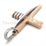 coffee gold asymmetric shape fashion men titanium cross pendant 19659