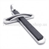 fashion two layers black titanium cross pendant 19662