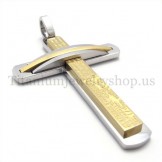 two layers gold fashion titanium cross pendant 19663