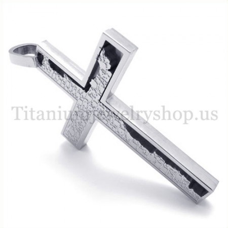 incomplete fill silver quadrate titanium cross pendant 19664