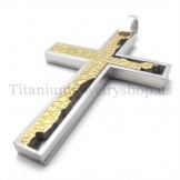 gold incomplete fill quadrate titanium cross pendant 19665