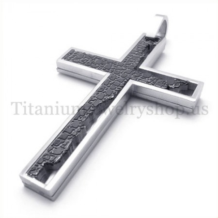 black incomplete fill quadrate titanium cross pendant 19666