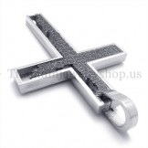 black incomplete fill quadrate titanium cross pendant 19666