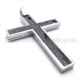 black incomplete fill quadrate titanium cross pendant 19666