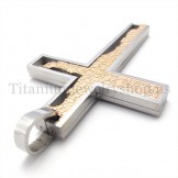 coffee gold  incomplete fill quadrate titanium cross pendant 19667