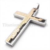 coffee gold  incomplete fill quadrate titanium cross pendant 19667