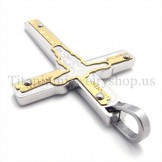 carved jesus gold titanium cross pendant 19669