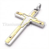 carved jesus gold titanium cross pendant 19669