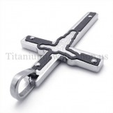 carved jesus black titanium cross pendant 19670