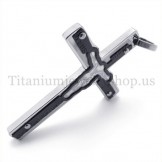 carved jesus black titanium cross pendant 19670