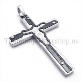 carved jesus black titanium cross pendant 19670