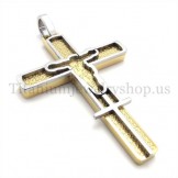 gold carved jesus pattern titanium cross pendant 19674