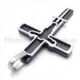 black carved jesus pattern titanium cross pendant 19675
