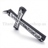 black embedded hollow cross pattern fashion titanium cross pendant 19677