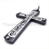 black embedded hollow cross pattern fashion titanium cross pendant 19677