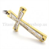 gold embedded hollow cross pattern fashion titanium cross pendant 19678