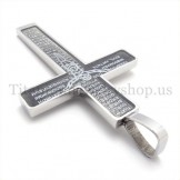 carved jesus pattern and bible fashion titanium cross pendant 19681