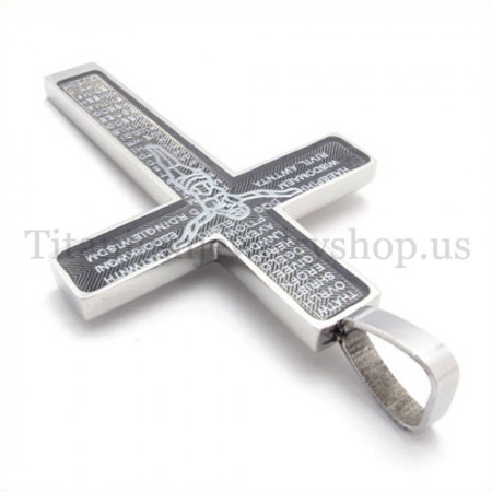 carved jesus pattern and bible fashion titanium cross pendant 19681
